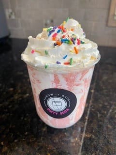 Pink dirty soda with sprinkles